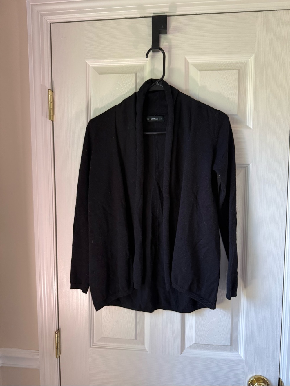 Madison & Berkeley Black Open-Front Draped Cardigan